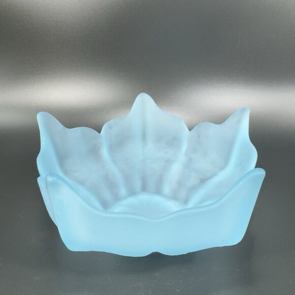 Viking Petal Lotus Spring Blossom Bowl Dish Blue Frost Satin Textured Vintage - Picture 13 of 14